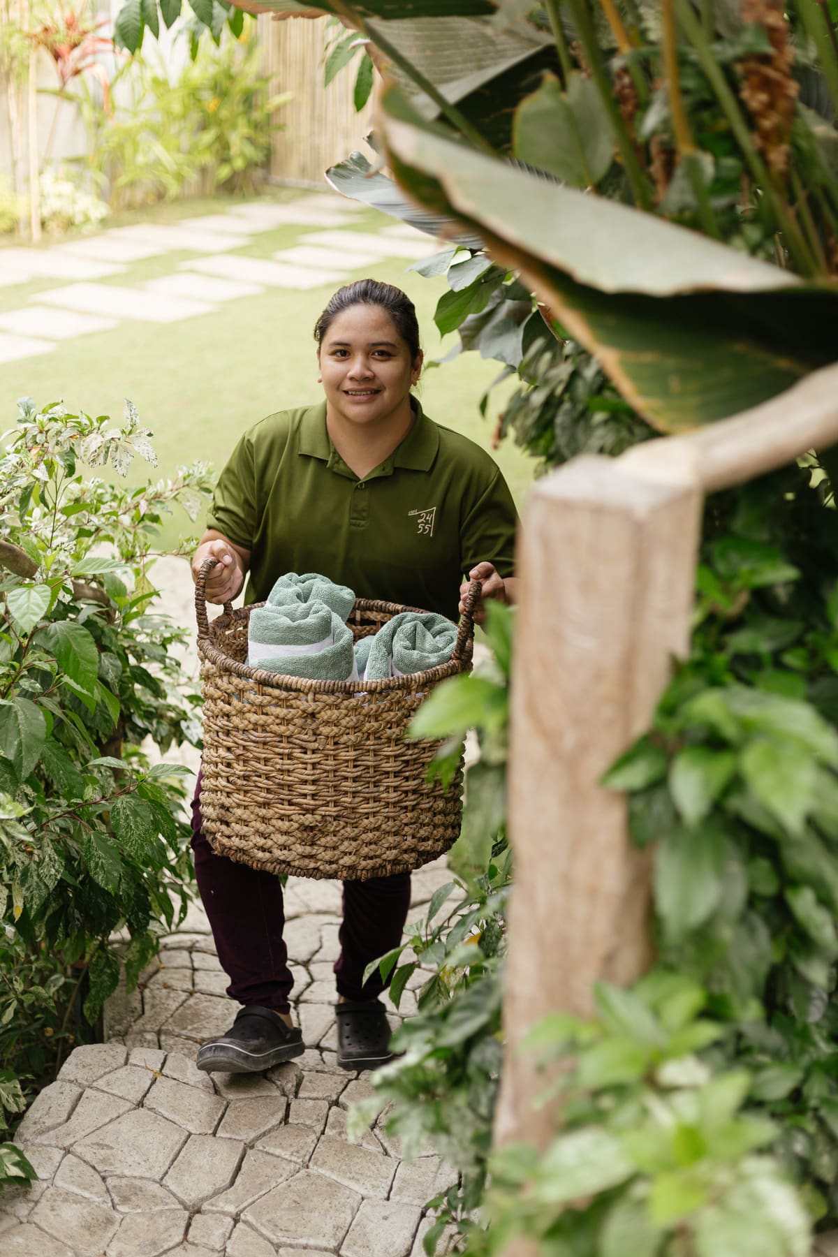 Housekeeping with fresh towels